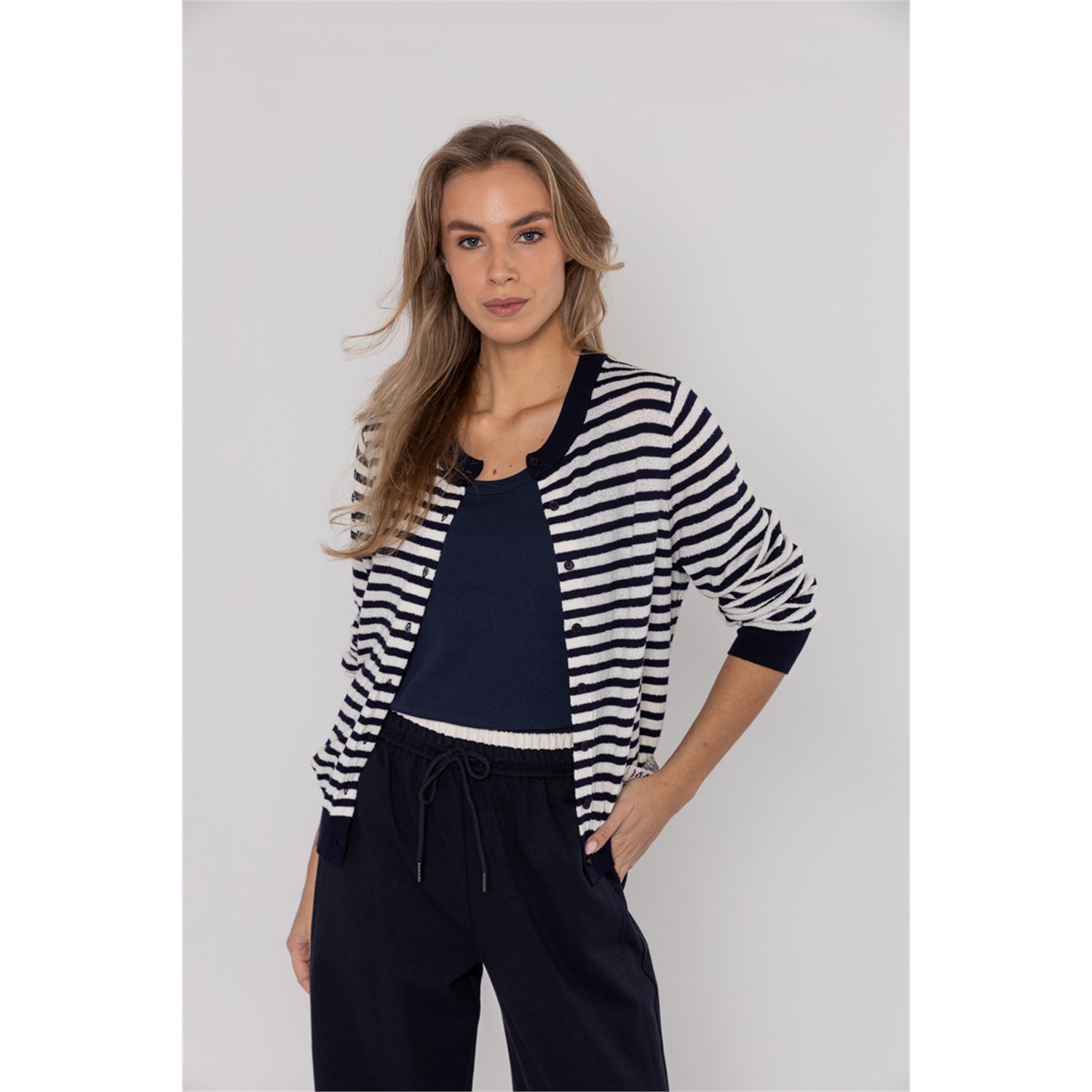 Poools striped cardigan blauw