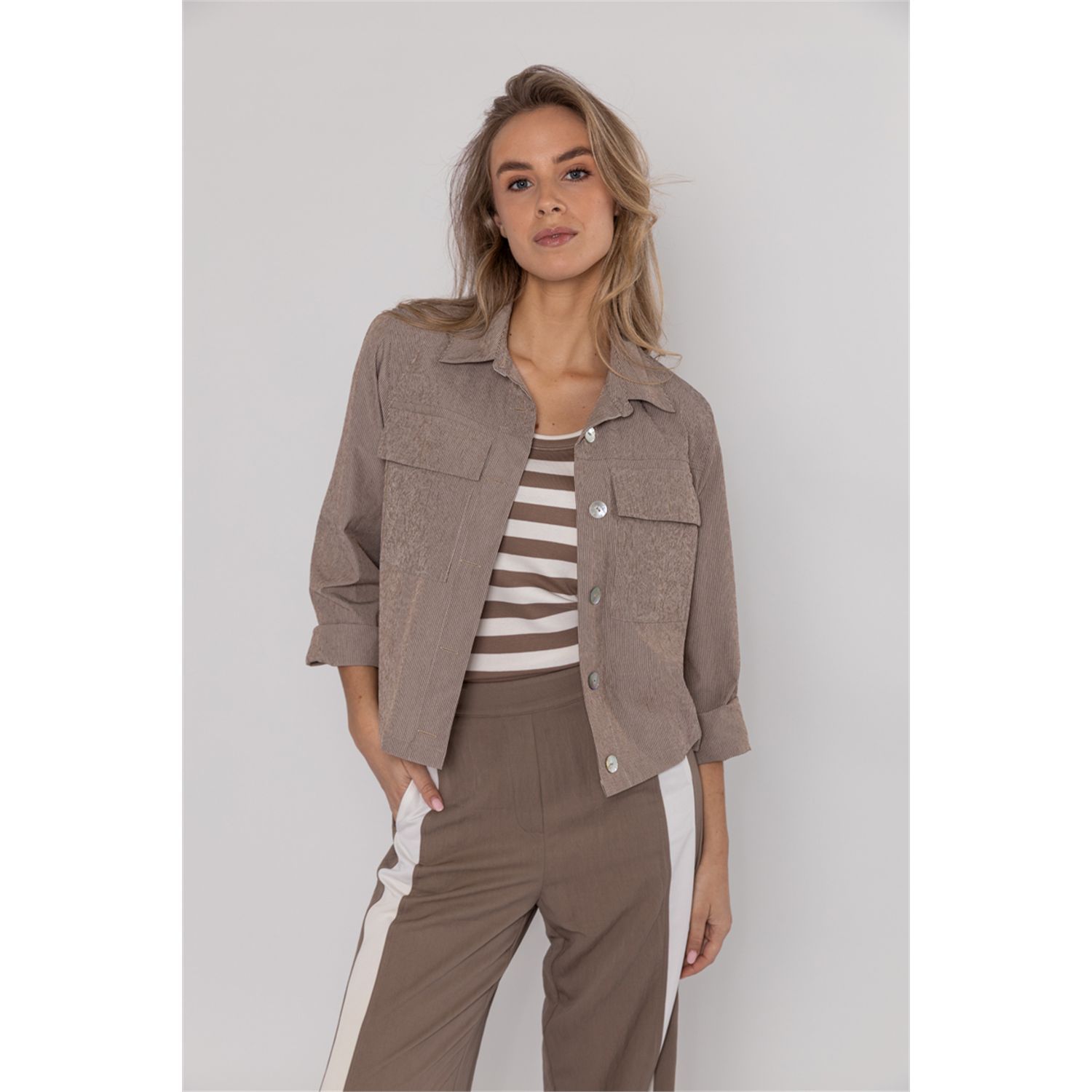 Poools contrast jacket taupe