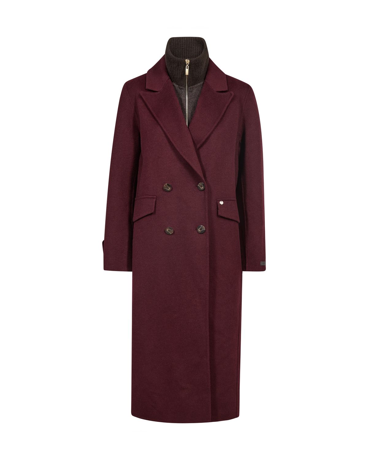 Mos Mosh alva loisa mock neck coat bordeaux