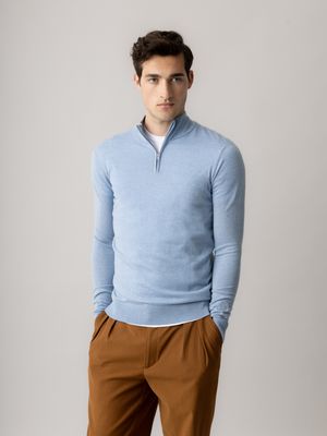 Mos Mosh Gallery adam soft zip turtle neck blauw