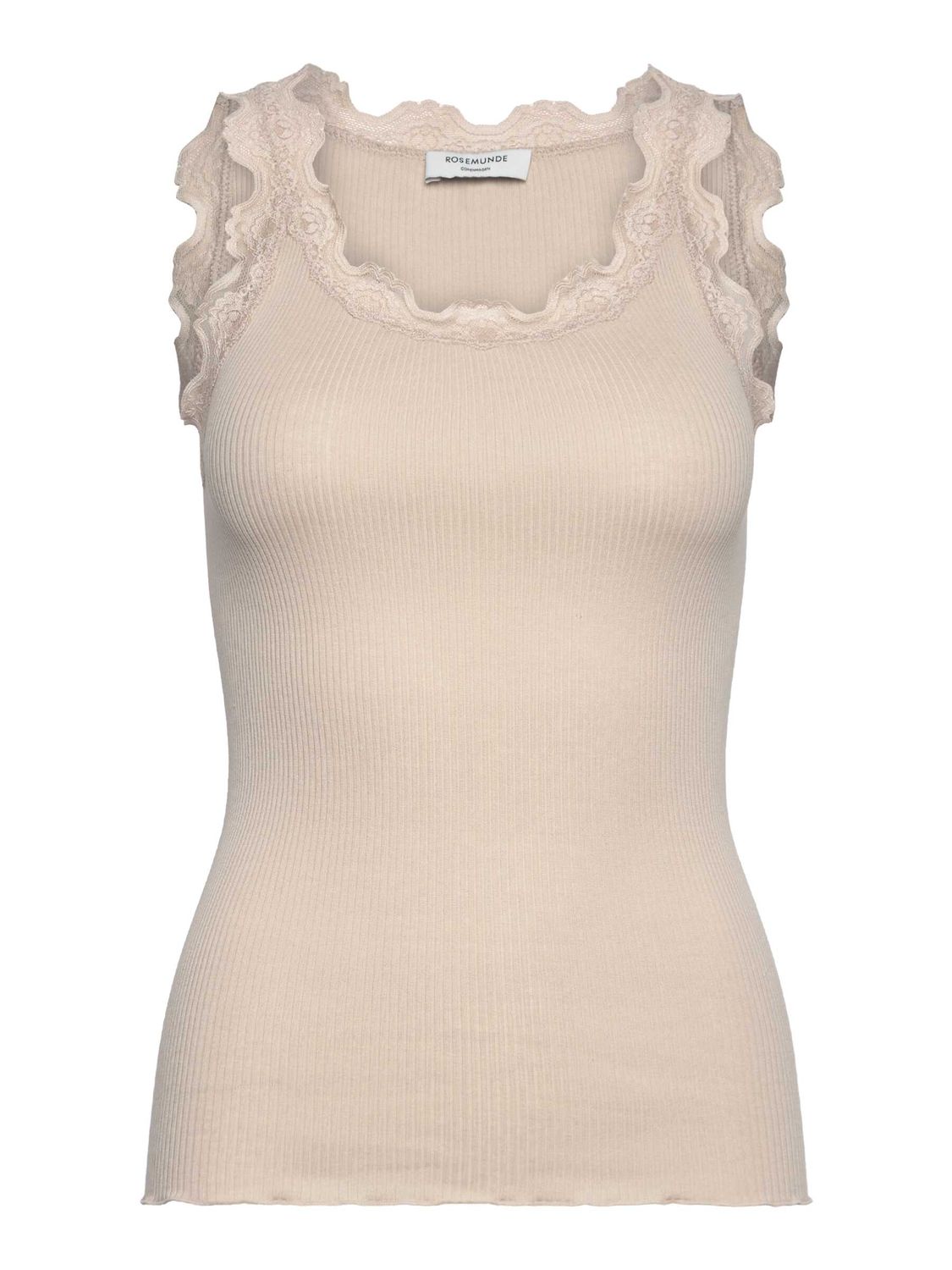 Rosemunde Copenhagen babette silk u-neck lace top off white