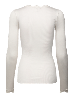 Rosemunde Copenhagen babette silk ls lace top off white
