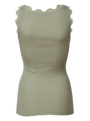 Rosemunde Copenhagen babette silk u-neck lace top groen