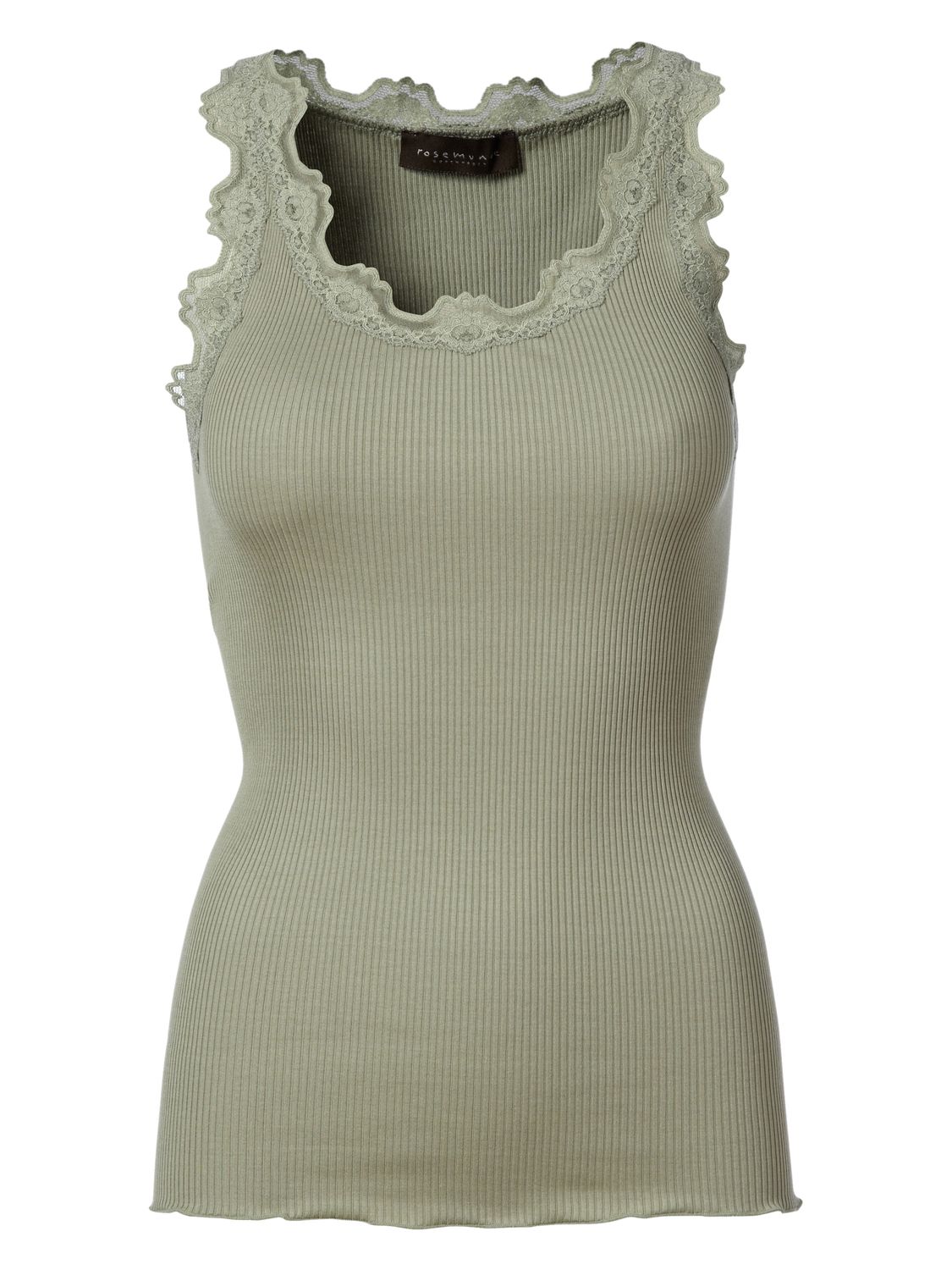 Rosemunde Copenhagen babette silk u-neck lace top groen