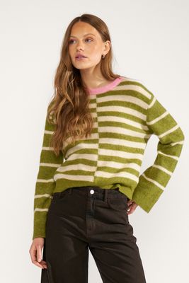 Nümph nuriette block stripe pullover groen