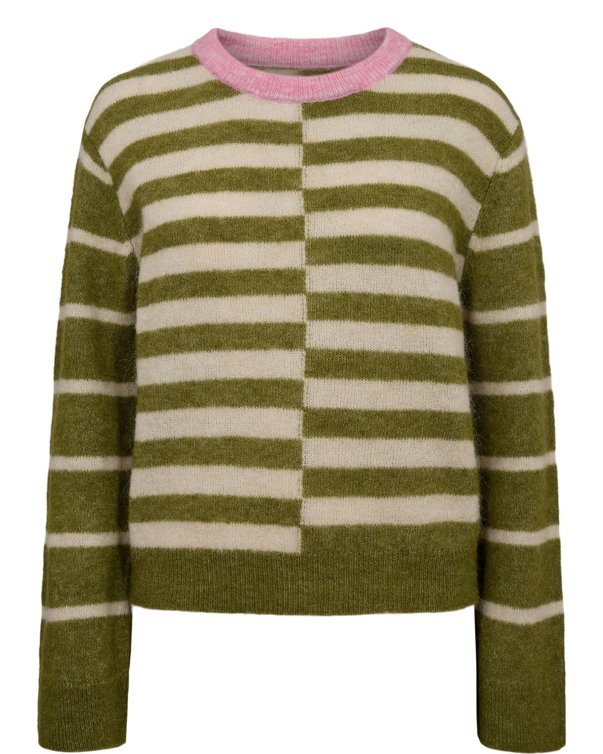 Nümph nuriette block stripe pullover groen