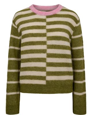 Nümph nuriette block stripe pullover groen