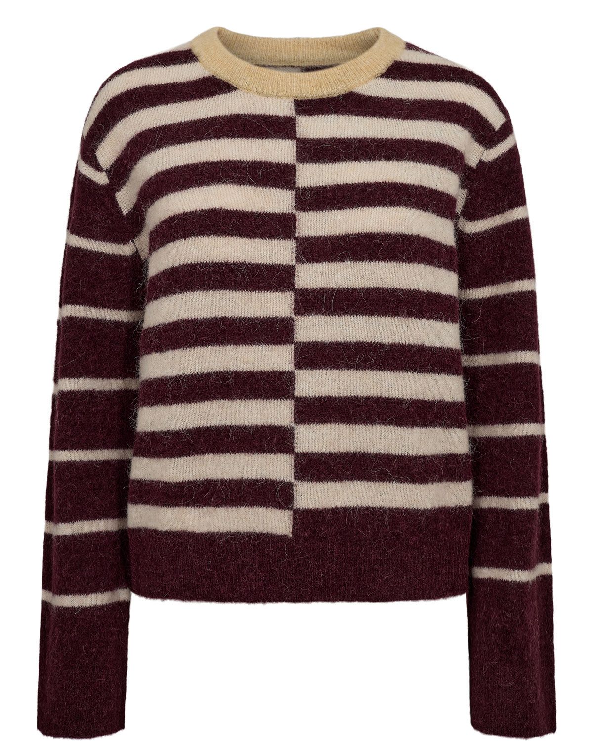 Nümph nuriette block stripe pullover paars