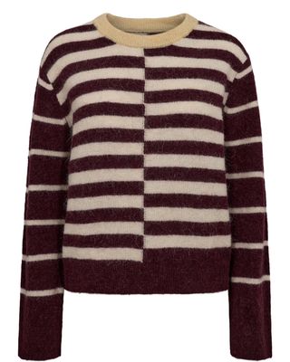 Nümph nuriette block stripe pullover paars