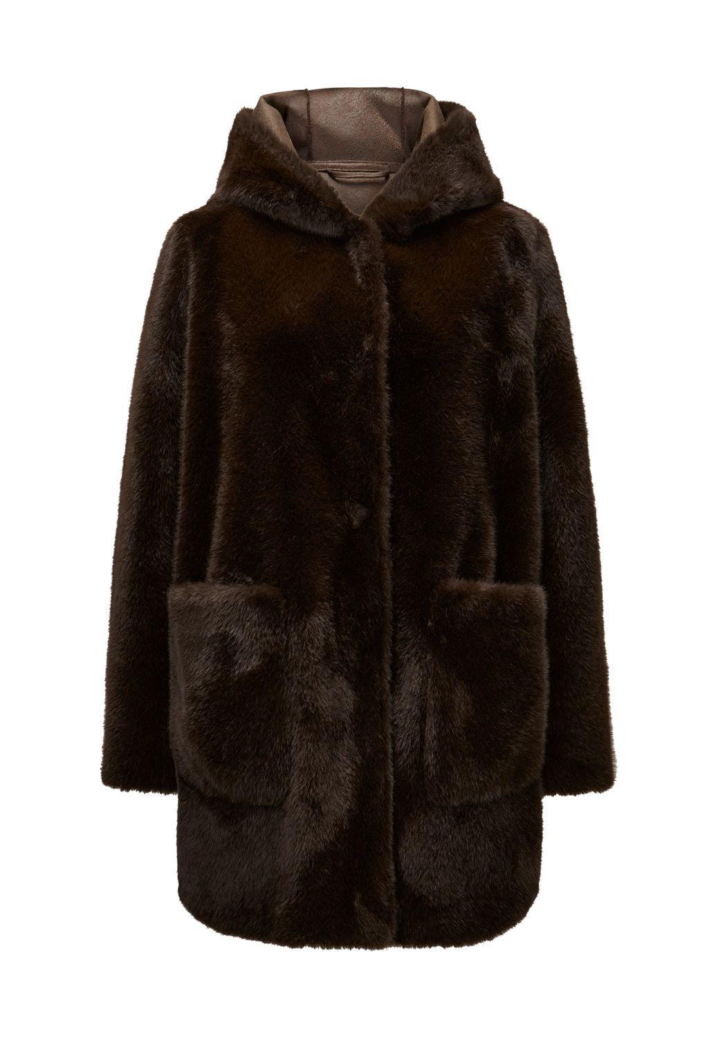 Milestone serafina reversible faux fur coat bruin