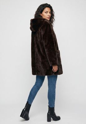 Milestone serafina reversible faux fur coat bruin
