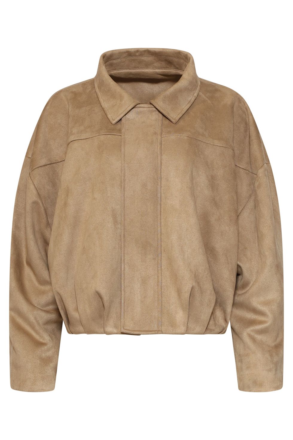 Smashed Lemon suedine balloon jacket taupe