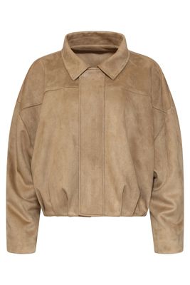 Smashed Lemon suedine balloon jacket taupe