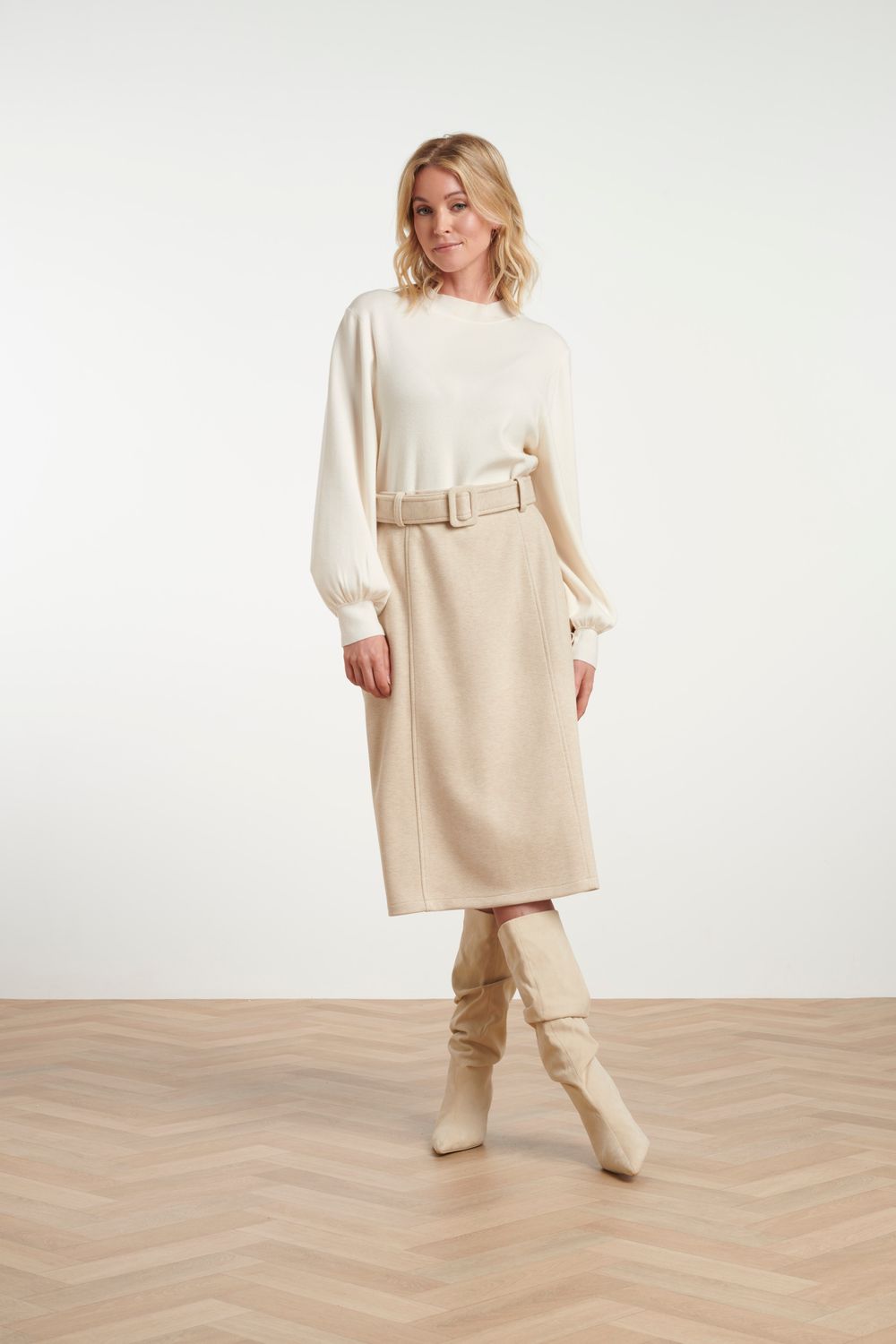 Smashed Lemon herringbone skirt zand