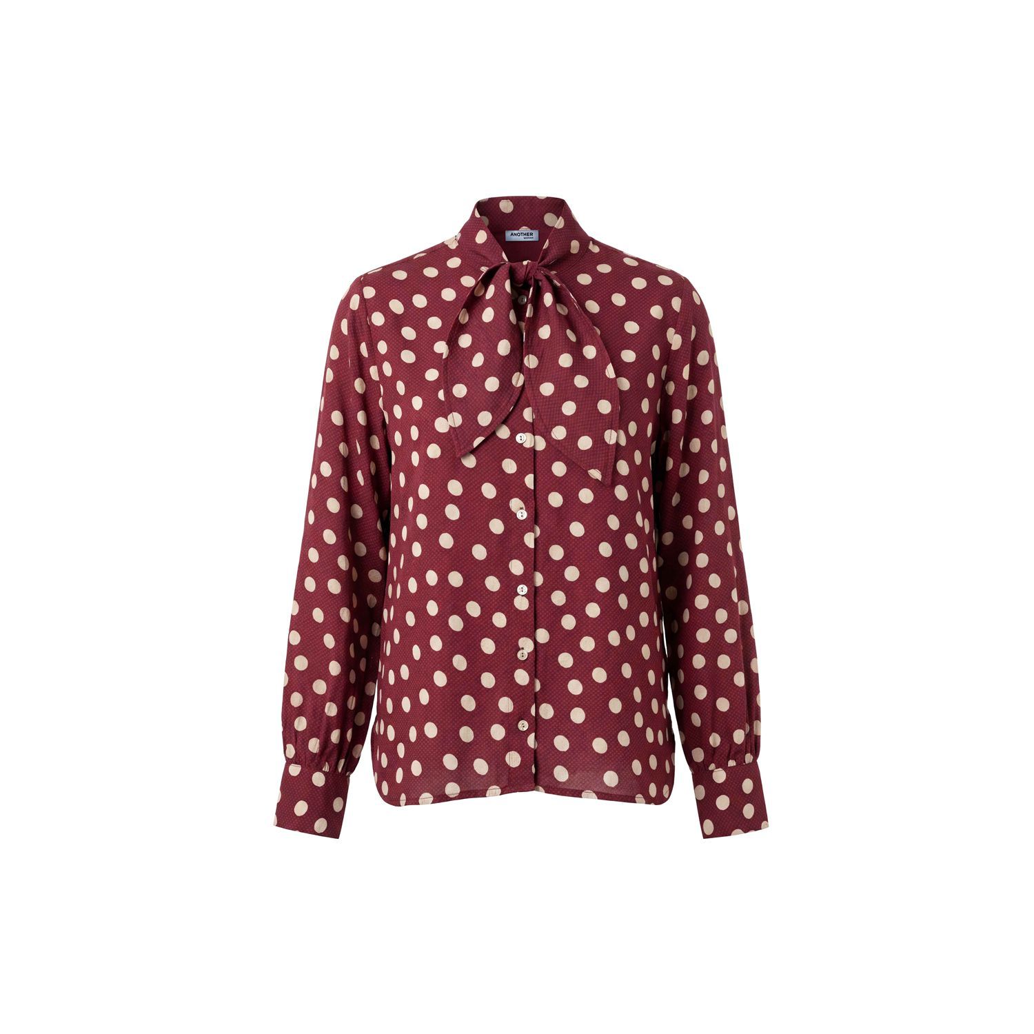 Another Woman polkadot blouse with bow bordeaux