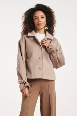 Smashed Lemon wool mix short coat zand
