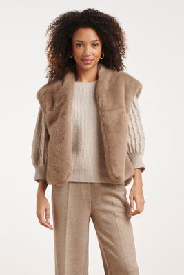 Smashed Lemon faux fur gilet taupe