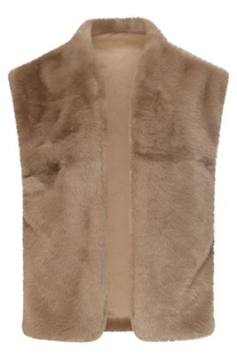 Smashed Lemon faux fur gilet taupe