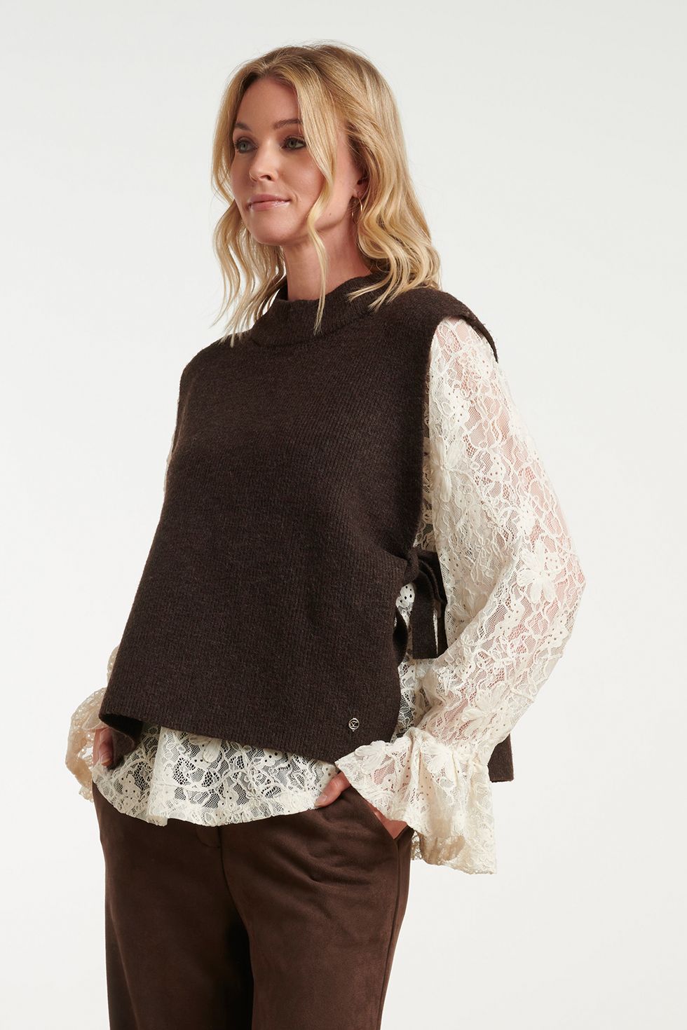 Smashed Lemon knitted top bruin