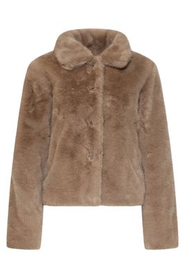 Smashed Lemon faux fur short coat taupe