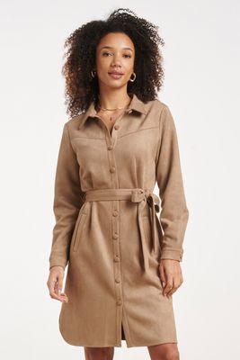 Smashed Lemon suedine dress taupe Smashed Lemon suedine dress taupe