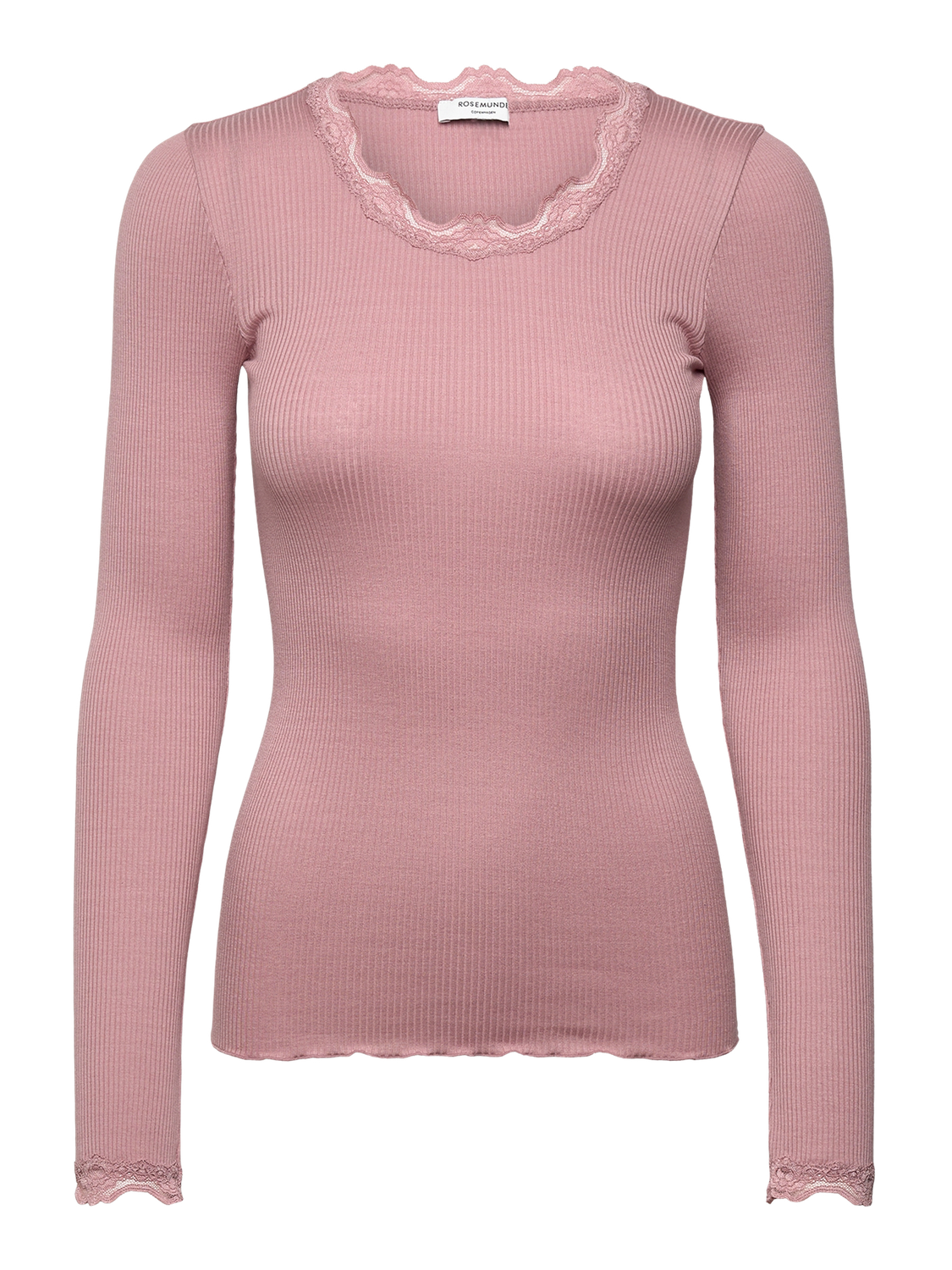 Rosemunde Copenhagen babette silk ls lace t-shirt roze