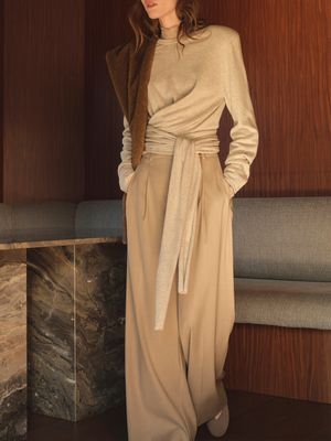 Dante6 benyo knitted wrap top zand