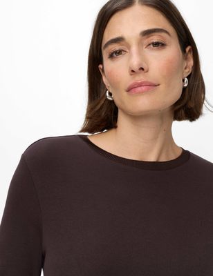 Brax carina lonfsleeve top bruin