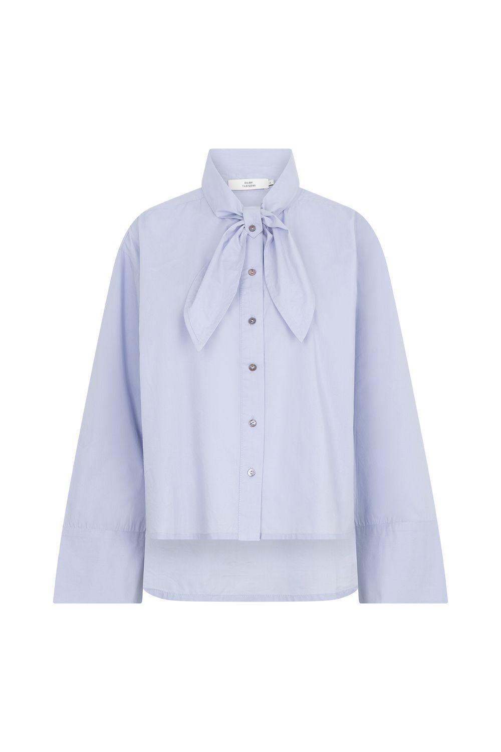 Ruby Tuesday karmel polplin shirt with bow blauw