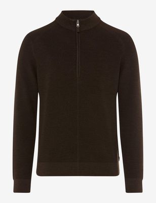 Brax Men steffen knitted halfzip bruin