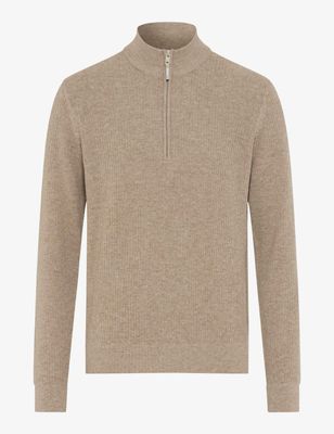 Brax Men steffen knitted halfzip zand