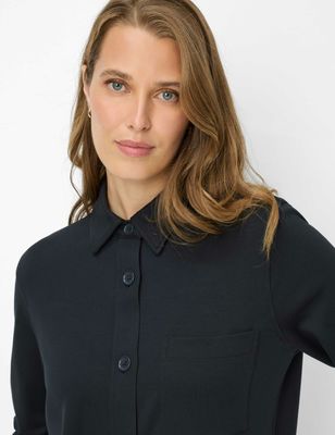 Brax bette pinstripe stretch blouse blauw