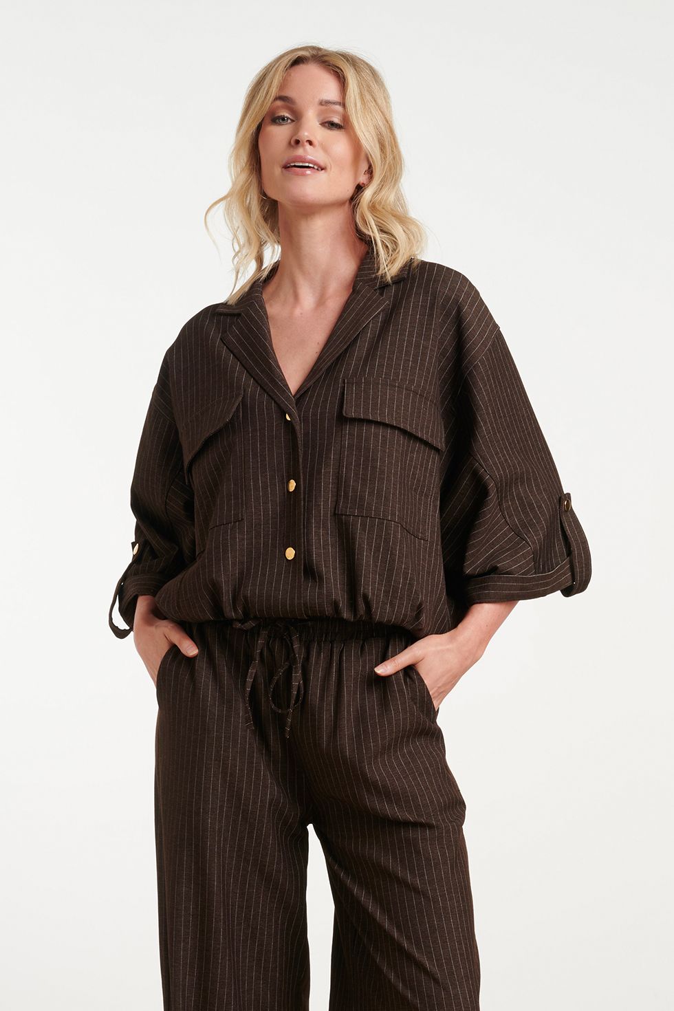 Smashed Lemon pinstripe blouse bruin