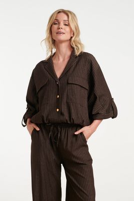 Smashed Lemon pinstripe blouse bruin