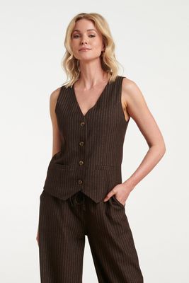 Smashed Lemon pinstripe gilet bruin