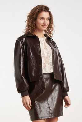 Smashed Lemon faux leather jacket bruin