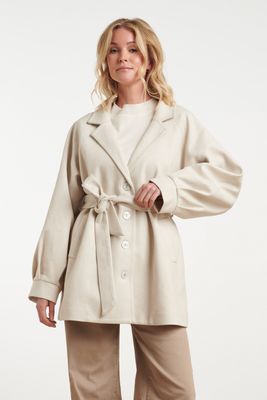 Smashed Lemon short belted coat zand