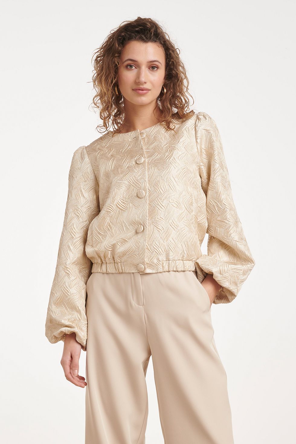 Smashed Lemon jacquard jacket zand