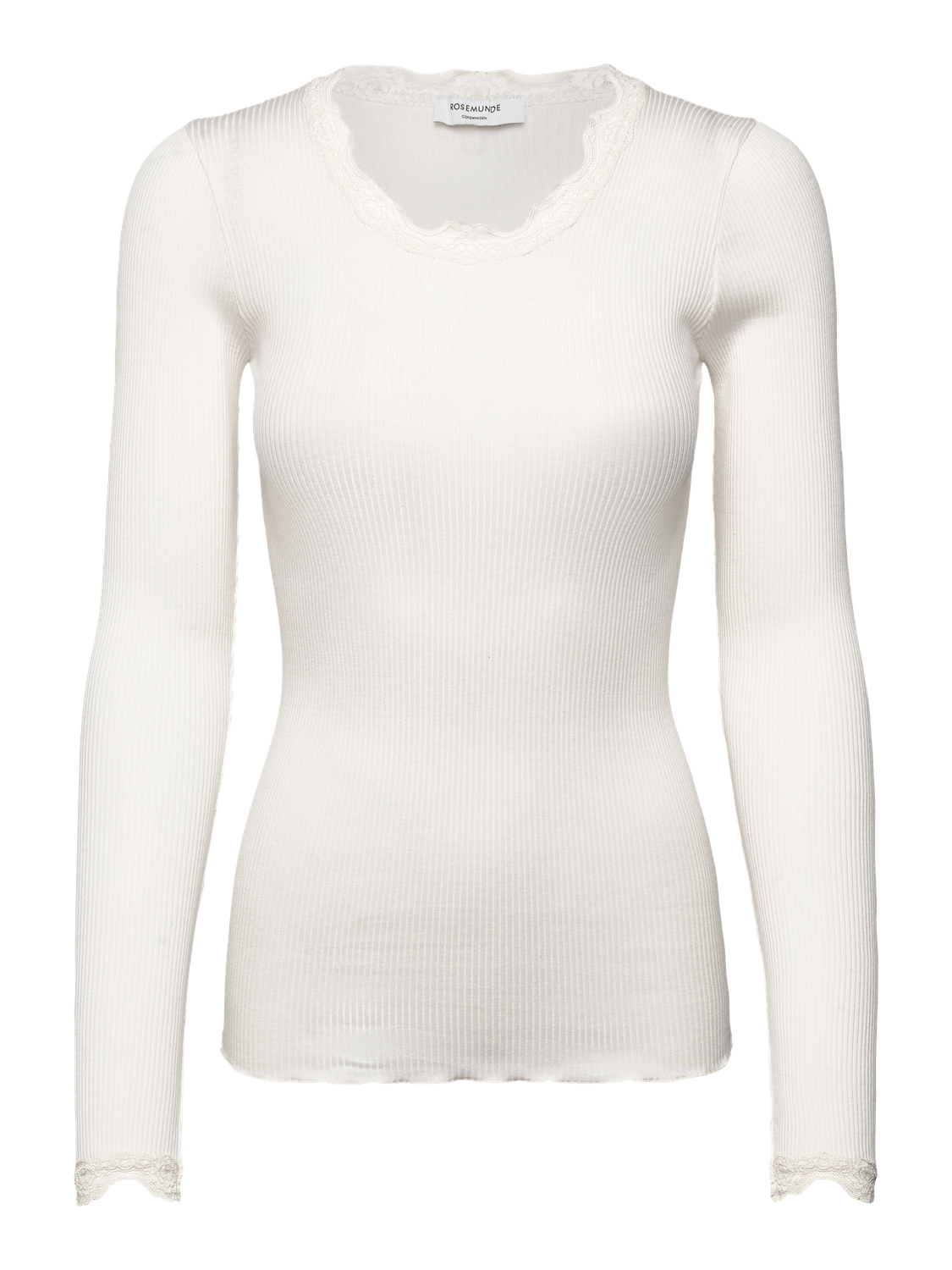 Rosemunde Copenhagen babette silk ls lace top off white