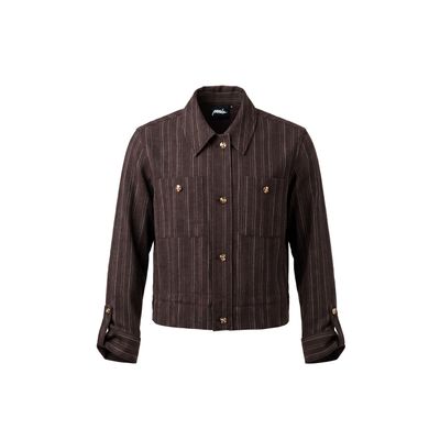 Poools striped jacket bruin
