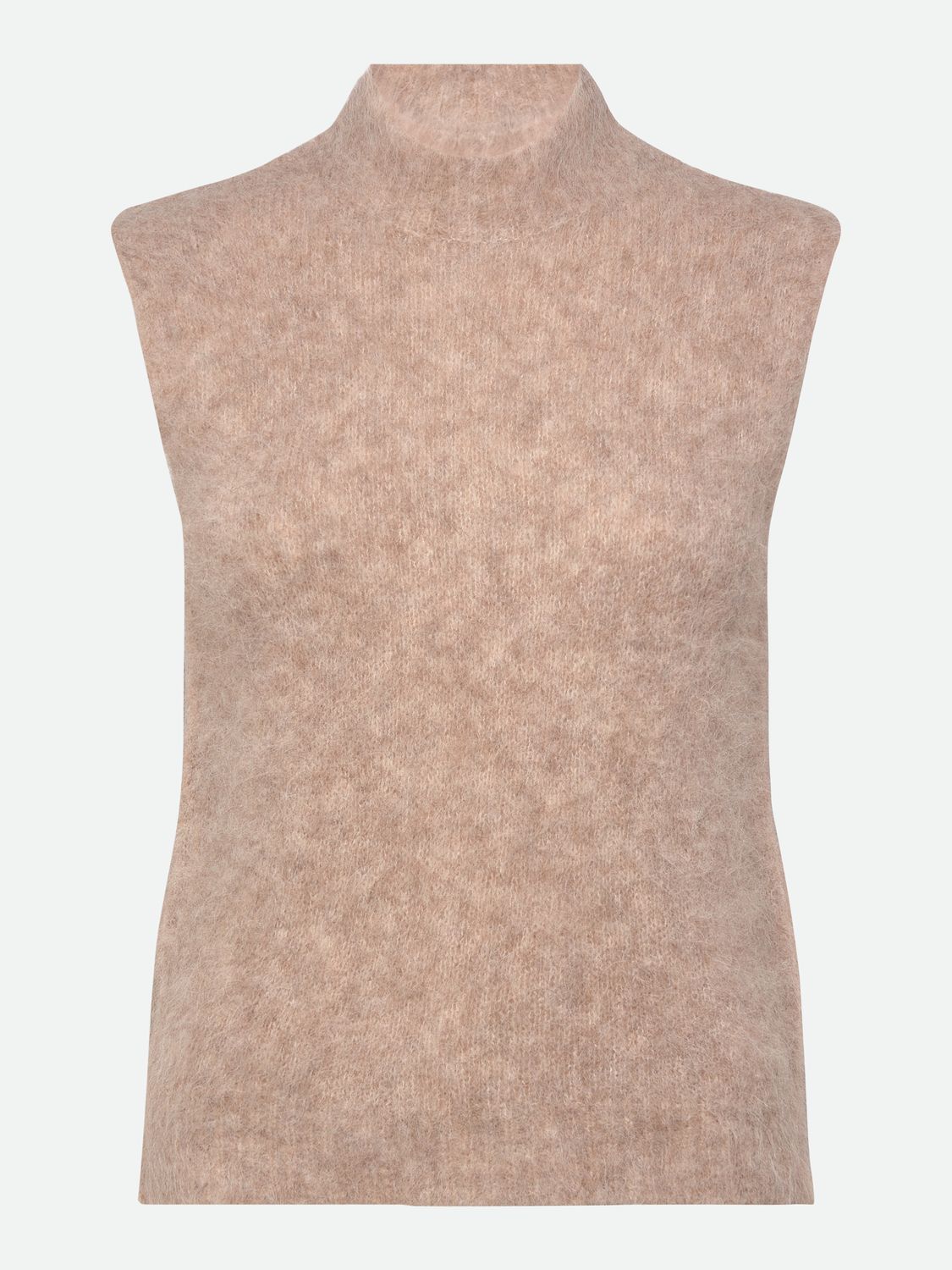 Rosemunde Copenhagen furry alpaca mock neck vest zand