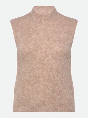 Rosemunde Copenhagen furry alpaca mock neck vest zand Rosemunde Copenhagen furry alpaca mock neck vest zand