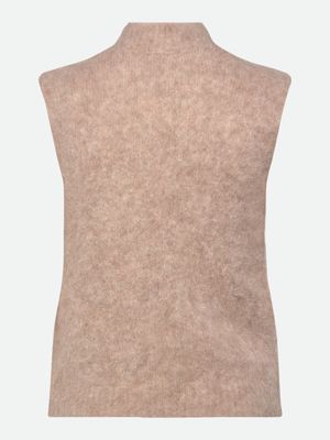 Rosemunde Copenhagen furry alpaca mock neck vest zand