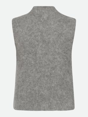 Rosemunde Copenhagen furry alpaca mock neck vest grijs