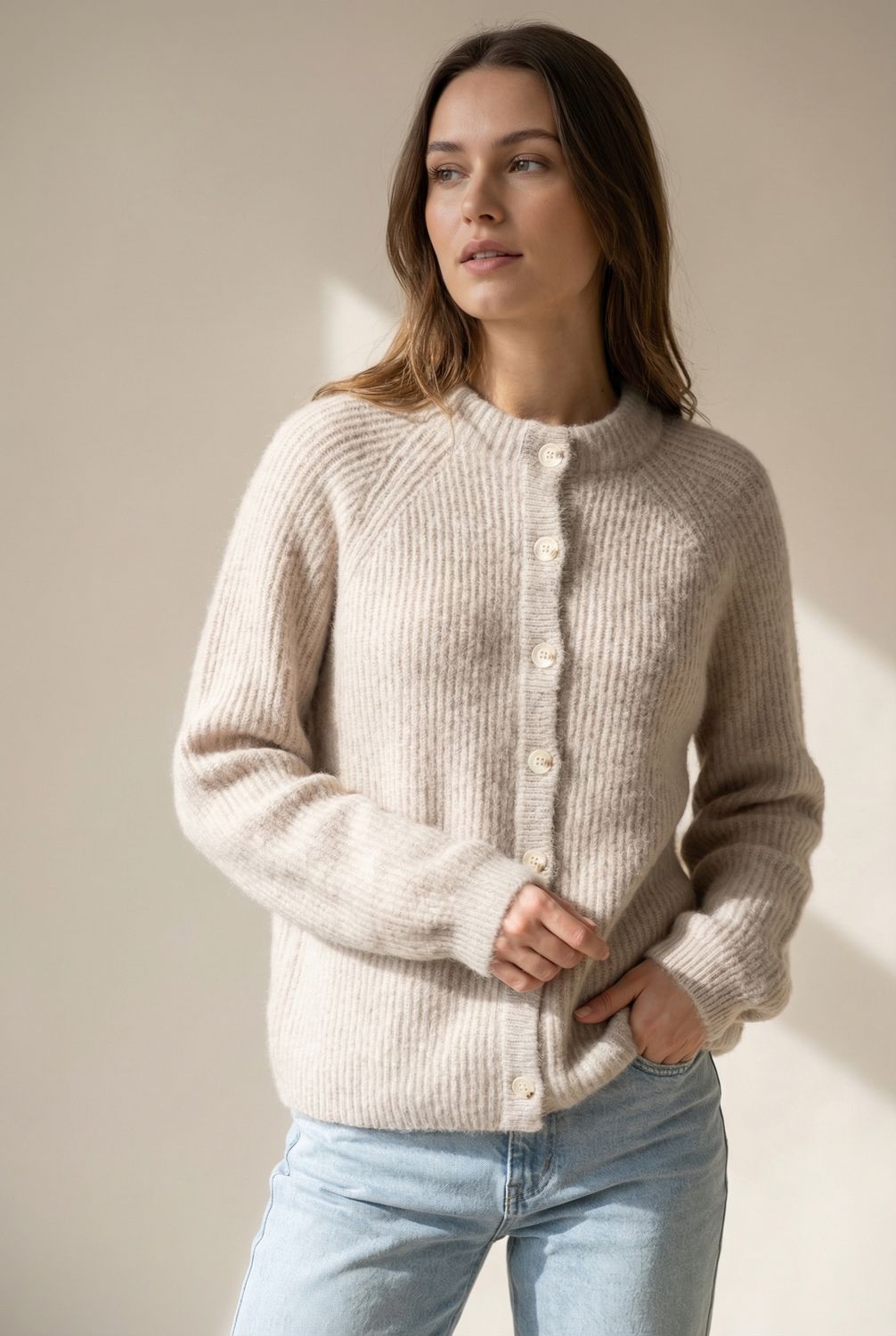 BTF CPH nina raccoon cardigan zand