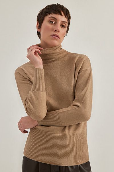 Alpha Studio knitted pullover camel