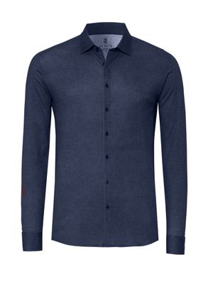 Desoto Men casual kent stretch shirt blauw