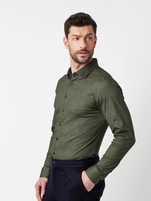 Desoto Men casual kent stretch shirt groen