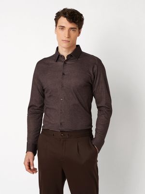 Desoto Men casual kent stretch shirt bruin
