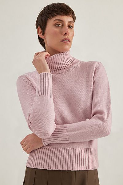 Alpha Studio 100% merino coll pullover roze